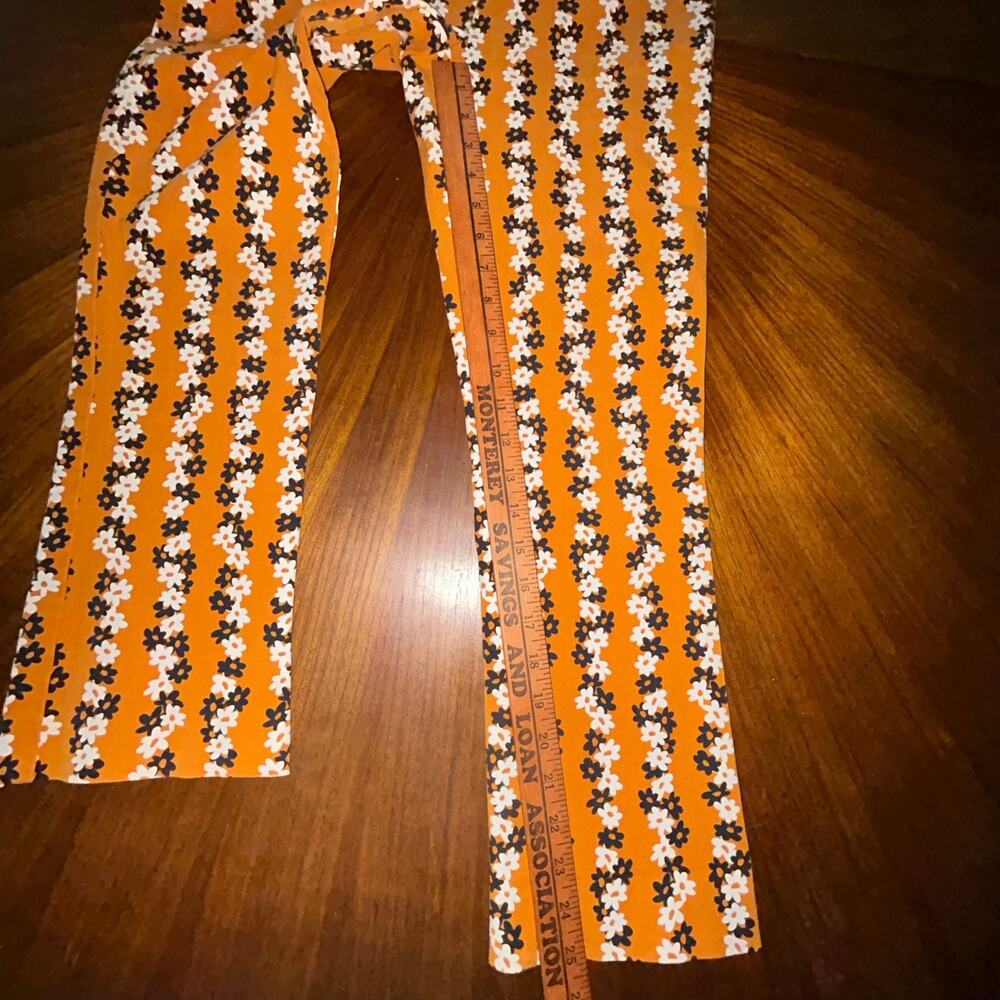 Anthropologie slim straight pants orange black and white floral pattern size 4 - Picture 10 of 10